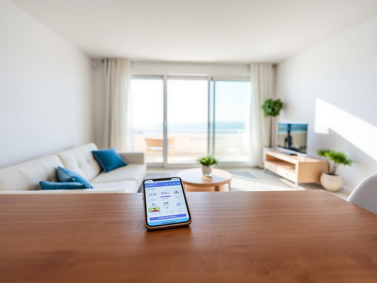 Application Azurio Manager utilisée sur mobile dans un logement en location courte durée